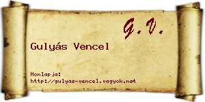 Gulyás Vencel névjegykártya